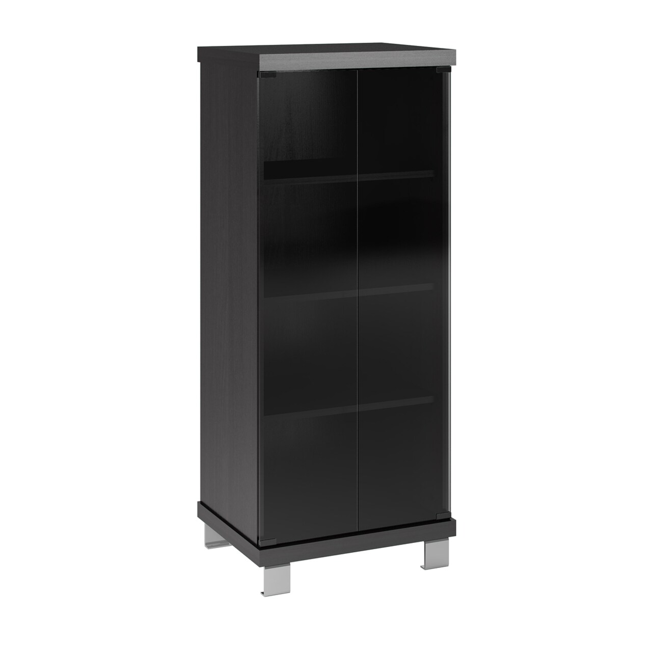 Corliving Holland Ravenwood Black 20" Wide Glass Component Stand